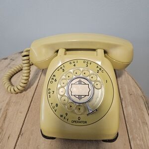Vintage Yellow Rotary Phone